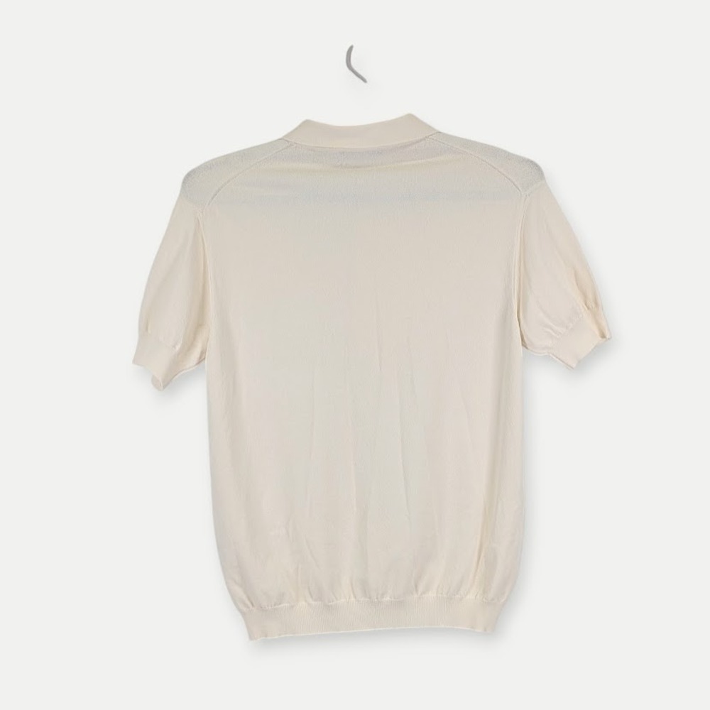 Bally Knit Polo Shirt Mens Size 42 XL Cream Viscose Blend Made in Italy - Picture 4 of 10